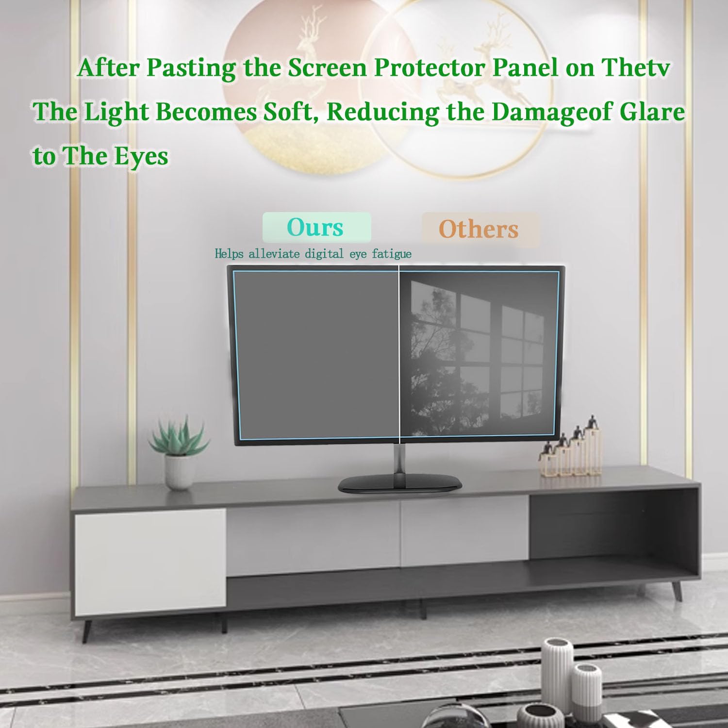 Película De Pantalla Antirreflejos De 32 Pulgadas Removible, Sin Burbujas De Aire, Protector De Pantalla De Tv Con Filtro De Luz Azul, Cubierta Para Monitor De Escritorio Para Protección,32in698*392mm