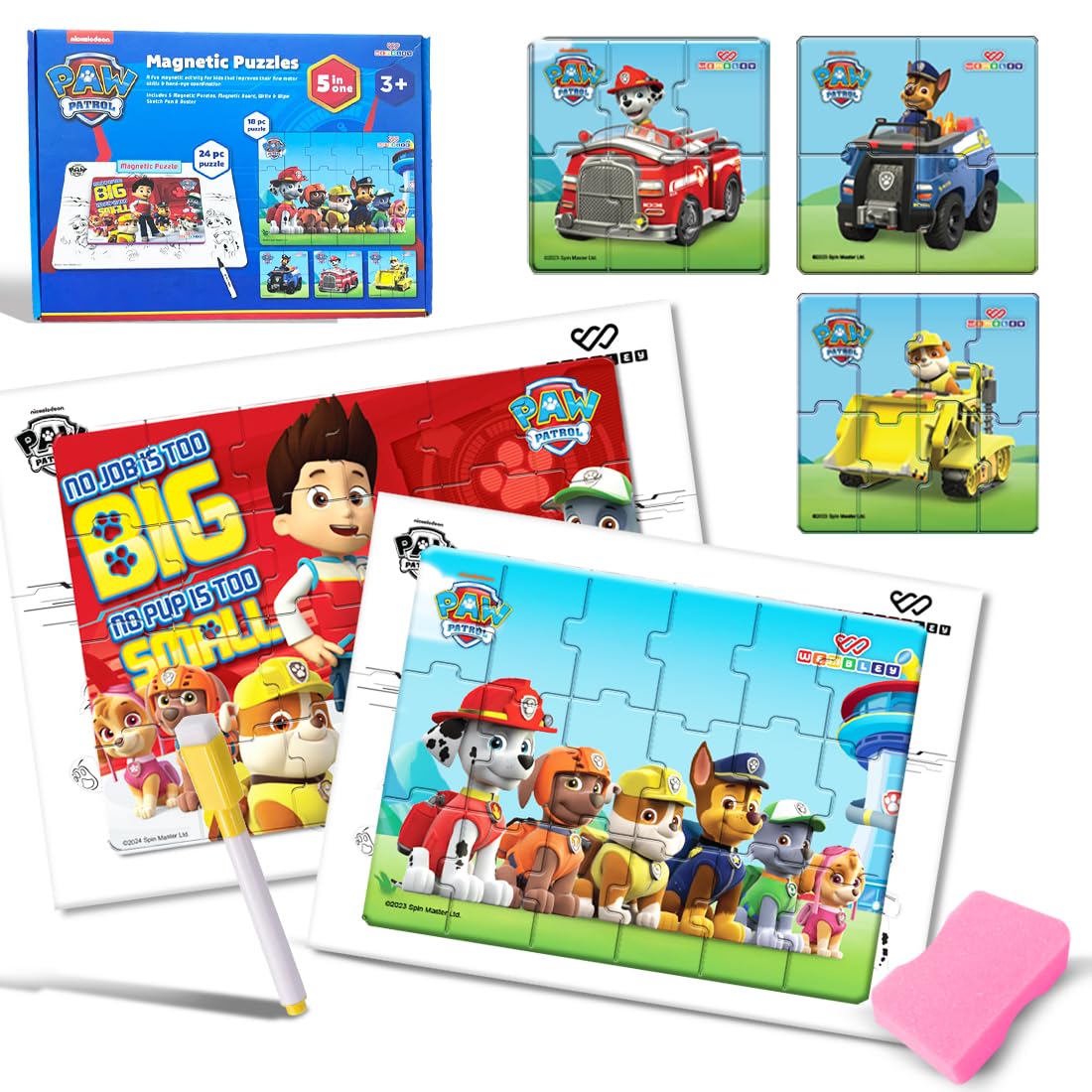 Wembley Paw Patrol Magnetic Puzzle Set for Kids – 5-in-1 Educational DIY Activity Toy with Dot-to-Dot Sketching. Includes 5 Puzzles, Sketch Pen, Board, and Duster. Fun Learning Game for Children!-image-41