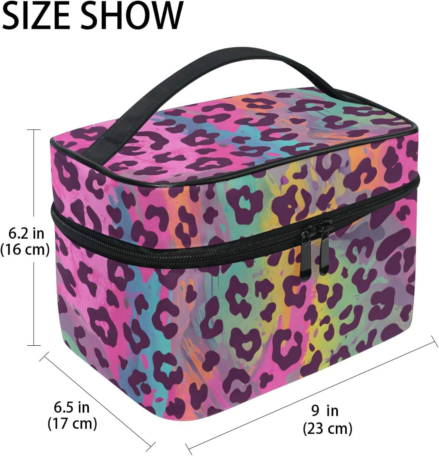 MNSRUU Makeup Bag, Colorful Leopard Print Travel Makeup Organizer Bag Cosmetic Cases Toiletry Bags for Girl Women Ladies