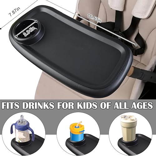Miniatura 6 de Wanateber Bandeja universal para refrigerios para cochecito, bandeja extraíble de doble capa con soporte para cochecitos, soporte antideslizante