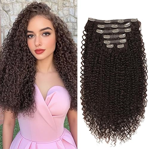 Miniatura 9 de BHF Extensiones de cabello rizado tipo afro de 26 pulgadas, doble trama de cabeza completa, fibra resistente al calor, fibra japonesa resistente al