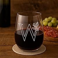 Vista 22 de On The Rox Drinks Regalos con monograma para mujeres y hombres – Letra A-Z inicial grabada monograma sin tallo, copa de vino – Regalos de vino