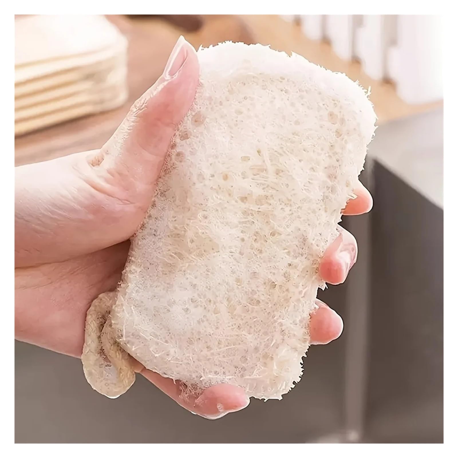 Lot de 30 éponges en luffa naturel for la vaisselle, tampons à récurer, faciles à nettoyer, for la cuisine et la maison(30pcs)