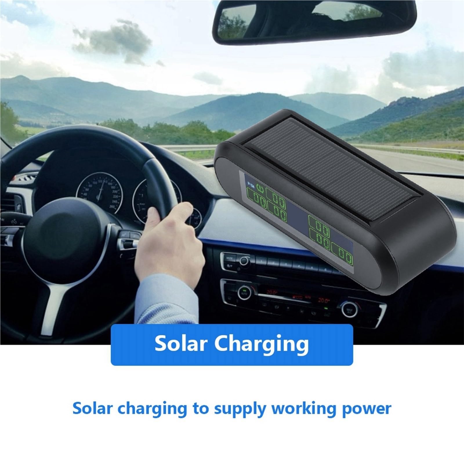 Sistema de Control de Presión Monitor de presión de neumáticos para Coche, monitoreo de presión de neumáticos TPMS Solar inalámbrico para Coche, Alarma con 6 sensores externos