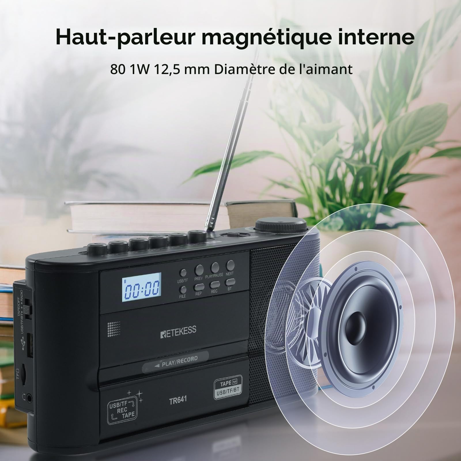 Retekess TR641 Poste Radio Cassette, Lecteur Cassette