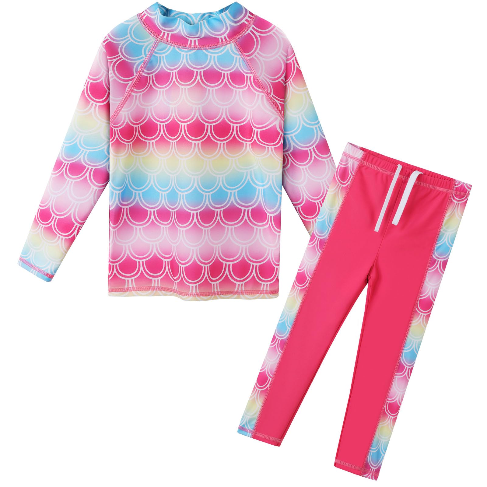 BAOHULU Girls Two Piece Swimsuit Long Sleeve Rash Guard for 2-14 Years