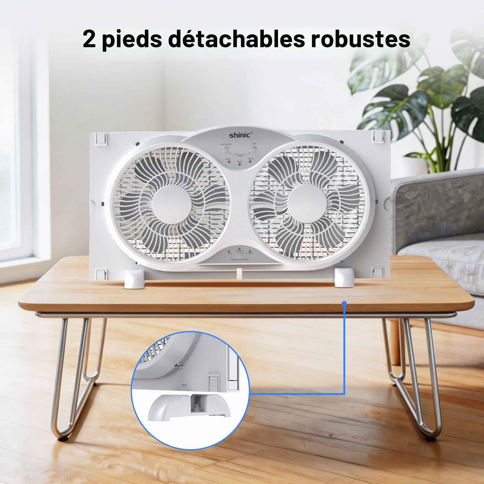 Shinic Ventilateur de fenêtre silencieux de 9 pouces avec télécommande - 2026 Mis à jour, débit d'air réversible à 3 vitesses, inclut un écran anti-insectes amovible, une couverture anti-poussière et