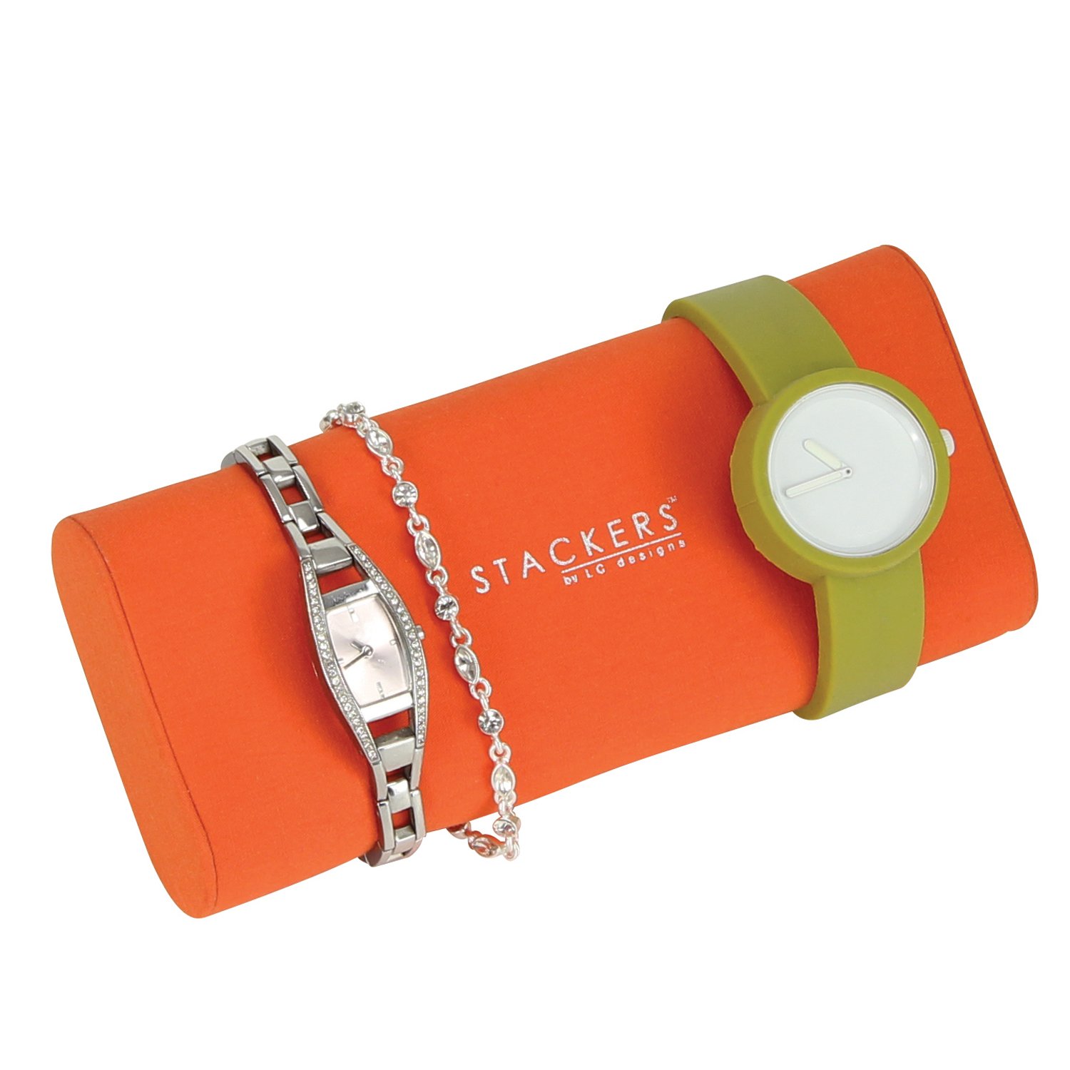 STACKERS Orange Bracelet and Watch Pad Accessory for Chocolate Brown Bright Jewellery Boxes