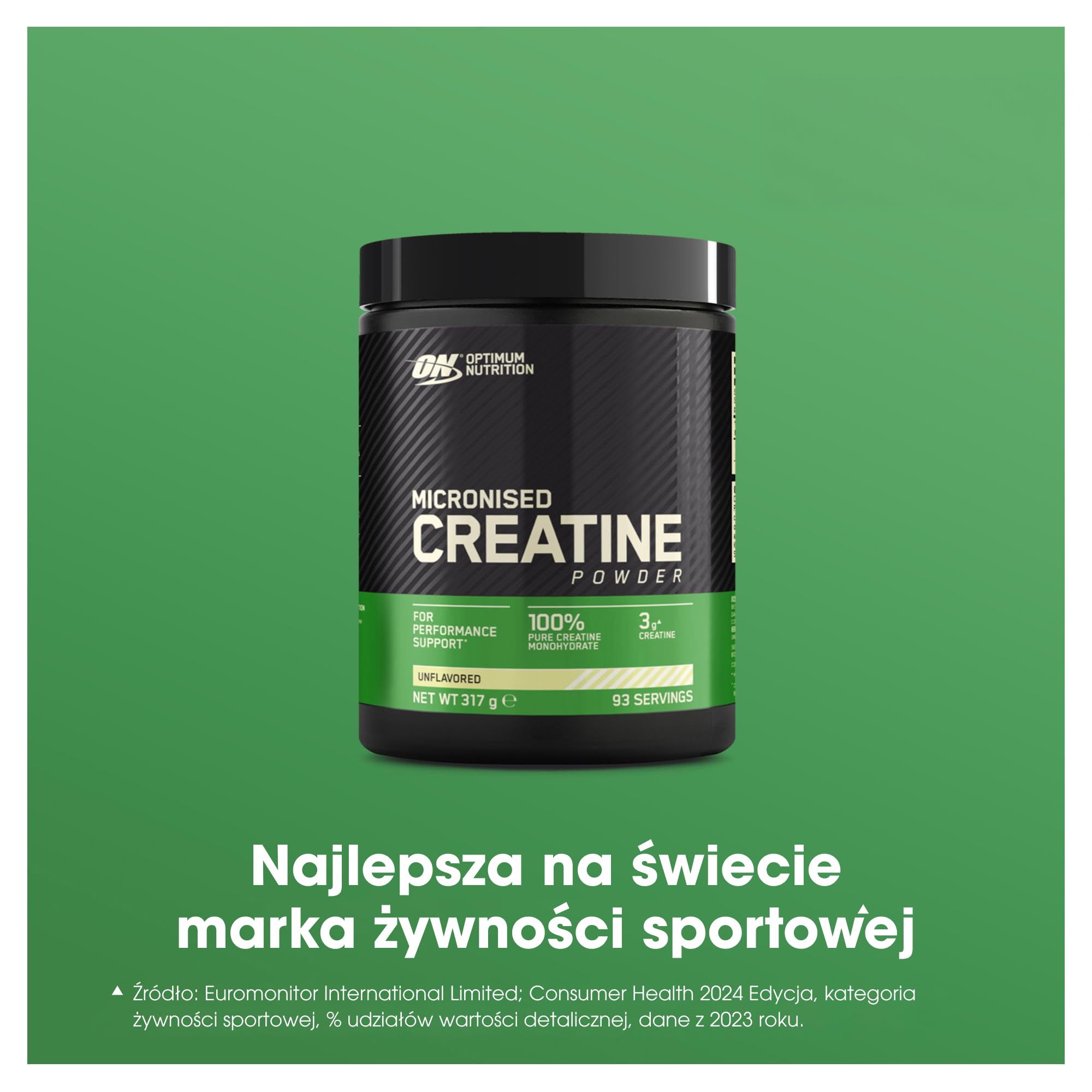 Optimum Nutrition Micronised Creatine Powder, 100% czystego monohydratu kreatyny w proszku dla wydolności i mocy mięśni, Bezsmakowy, 93 porcje, 317 g