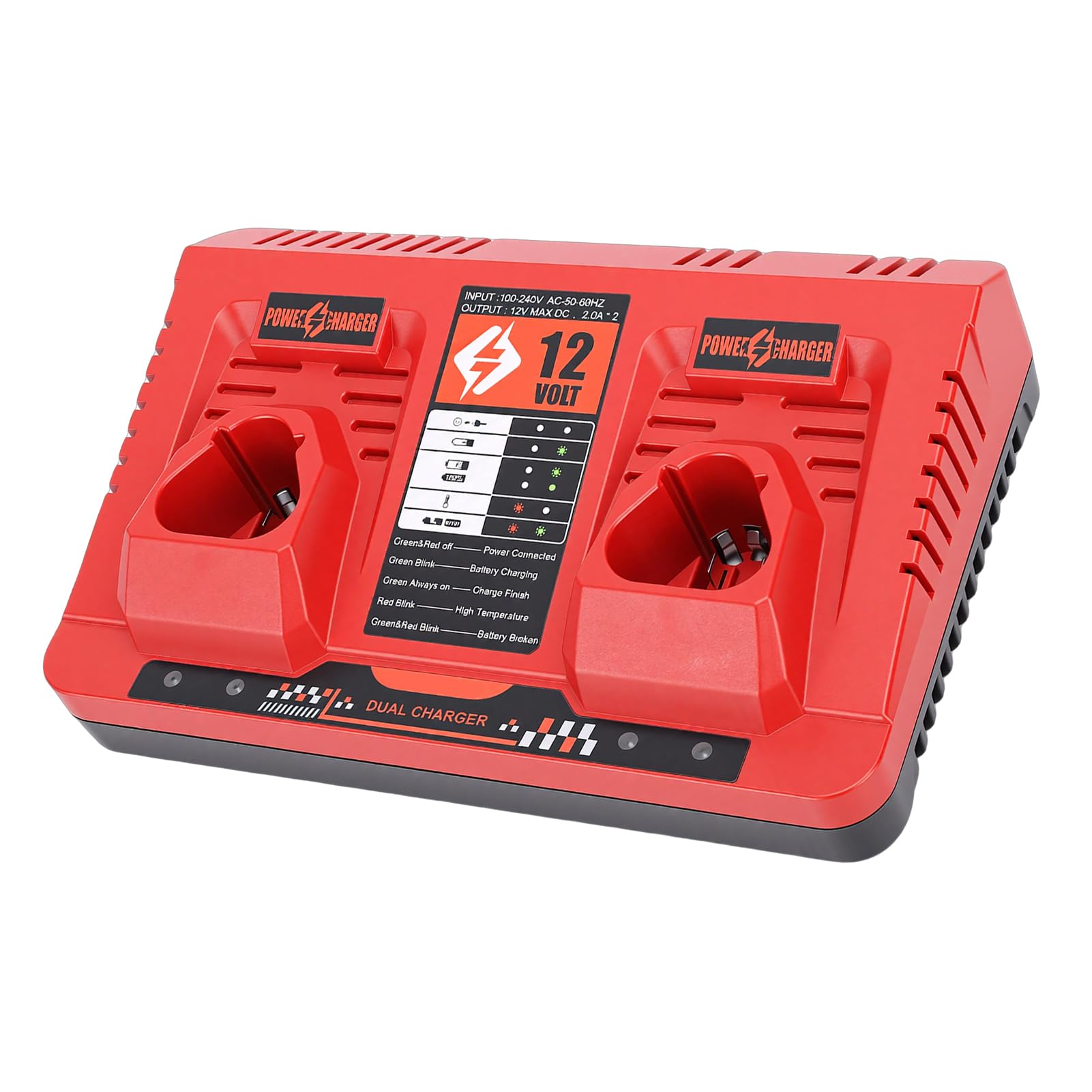 Chargeur de Batterie Lithium-ION à Double Port, Dissipateurs de Chaleur Intégrés et Trous de Ventilation pour Une Protection Contre Les Surintensités, Les Surtensions et Les (Prise UE)