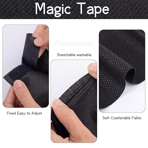 Miniatura 3 de Framendino, Paquete de 128 diademas faciales desechables negras no tejidas para el cuidado de la piel con cierre cómodo para mujeres y niñas