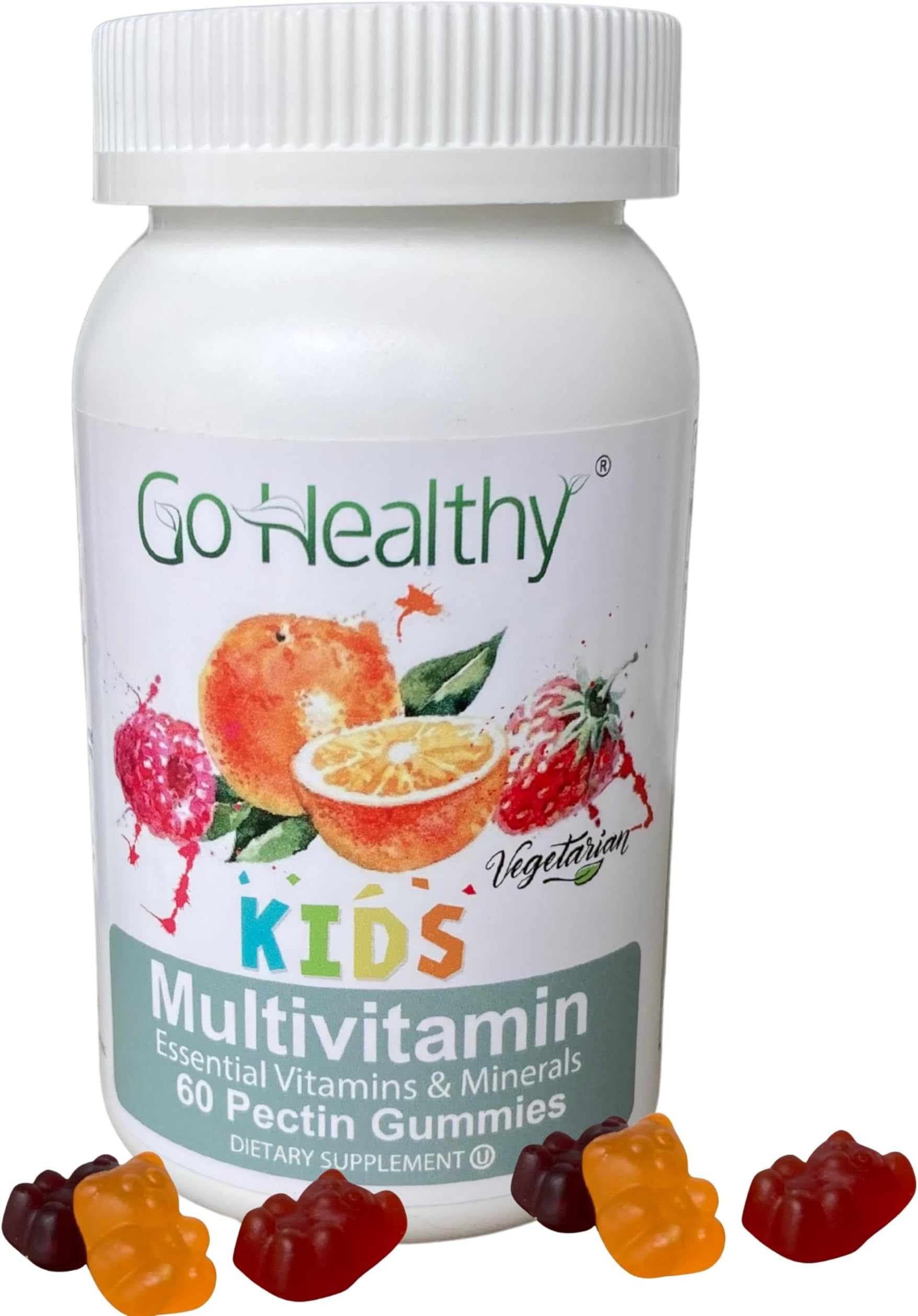Go Healthy Natural Multivitamin Gummies for Kids, Vegetarian, Allergy Friendly, Kosher & Halal - 30 Servings