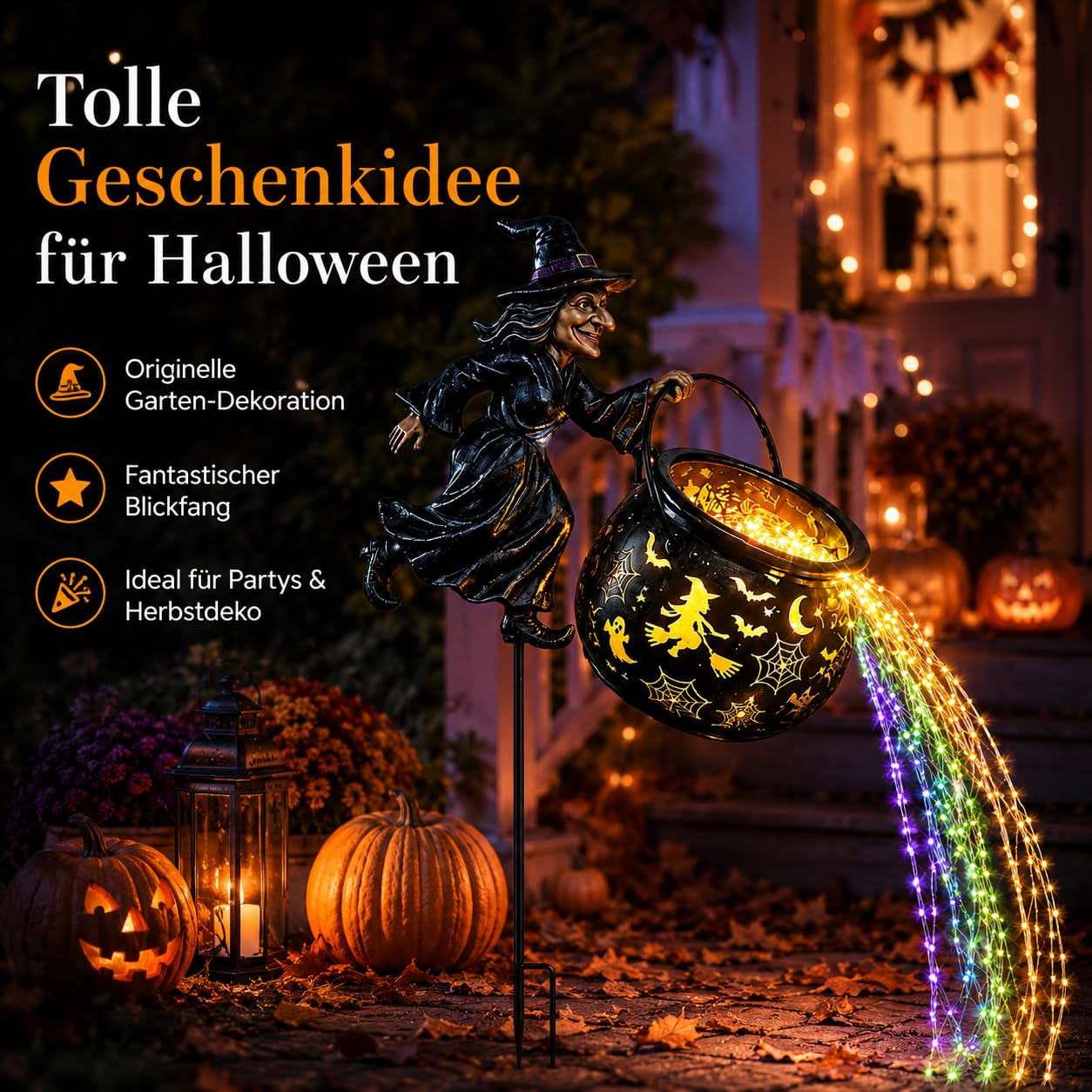 Leuchtender Halloween-Hexenkessel mit Hexe，1 Pc