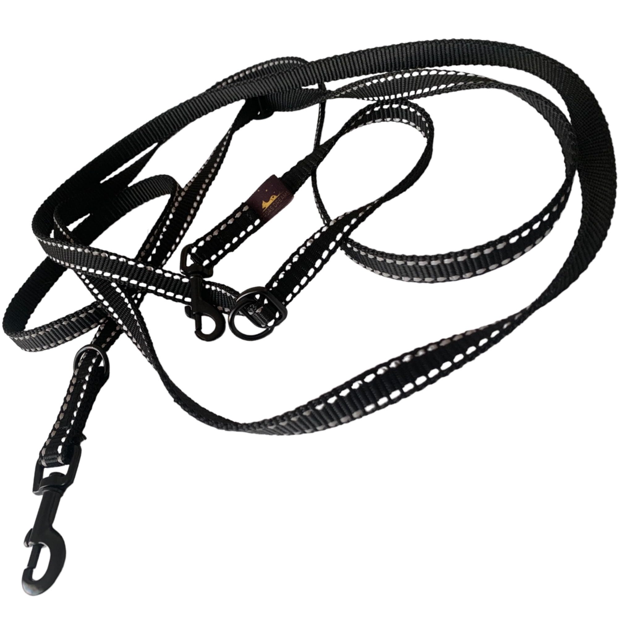 Cordas Dreams - Correa para Perro Ajustable Reflectante 3 Metros - Correa Manos Libres con 3 Posiciones Ultraligera y Resistente - La Mejor compañía para Paseos nocturnos. Perros pequeños y medianos.