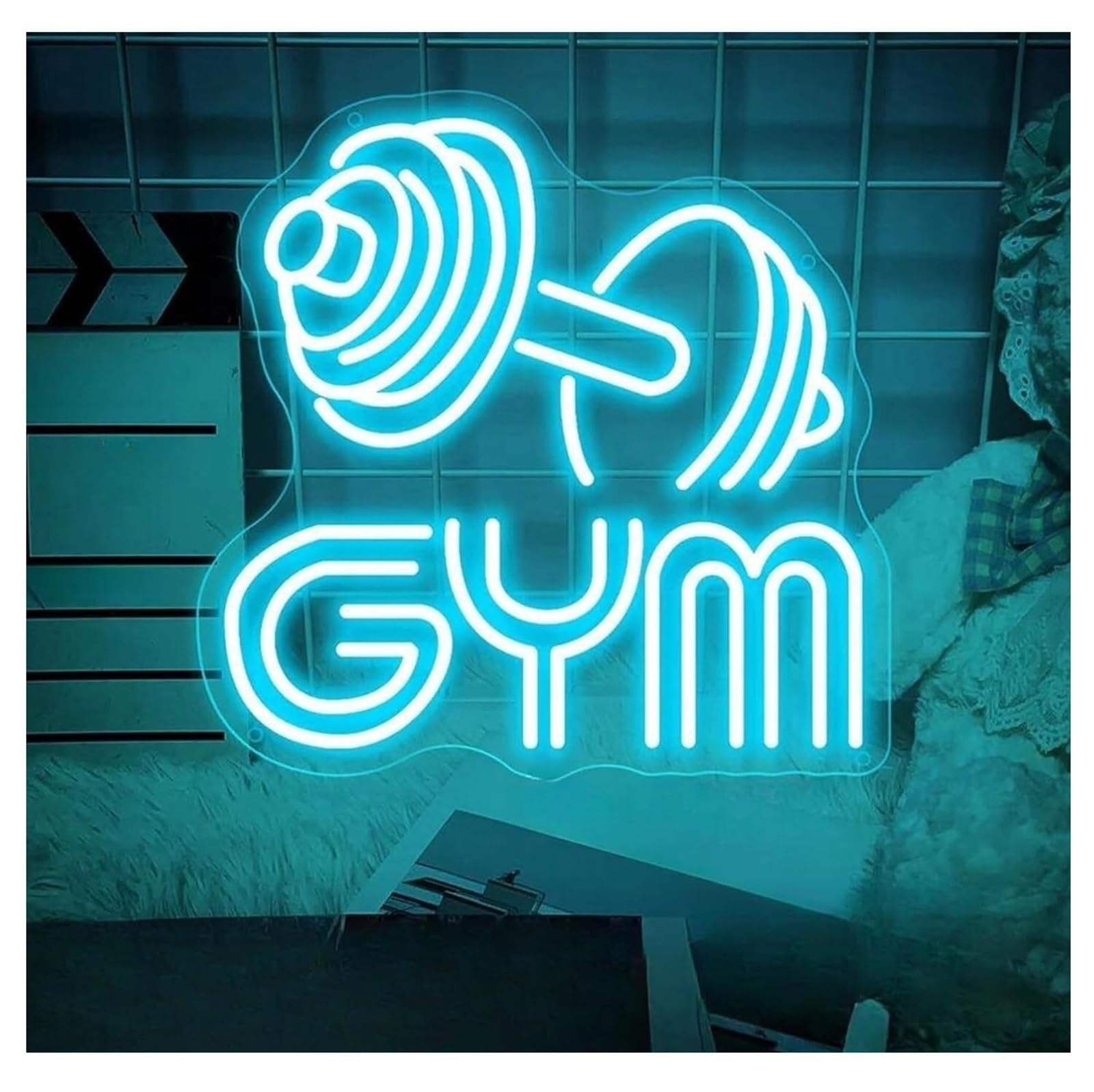 Neon lamp For neon sign Weightlifting gym , barbell wall decoration(B)