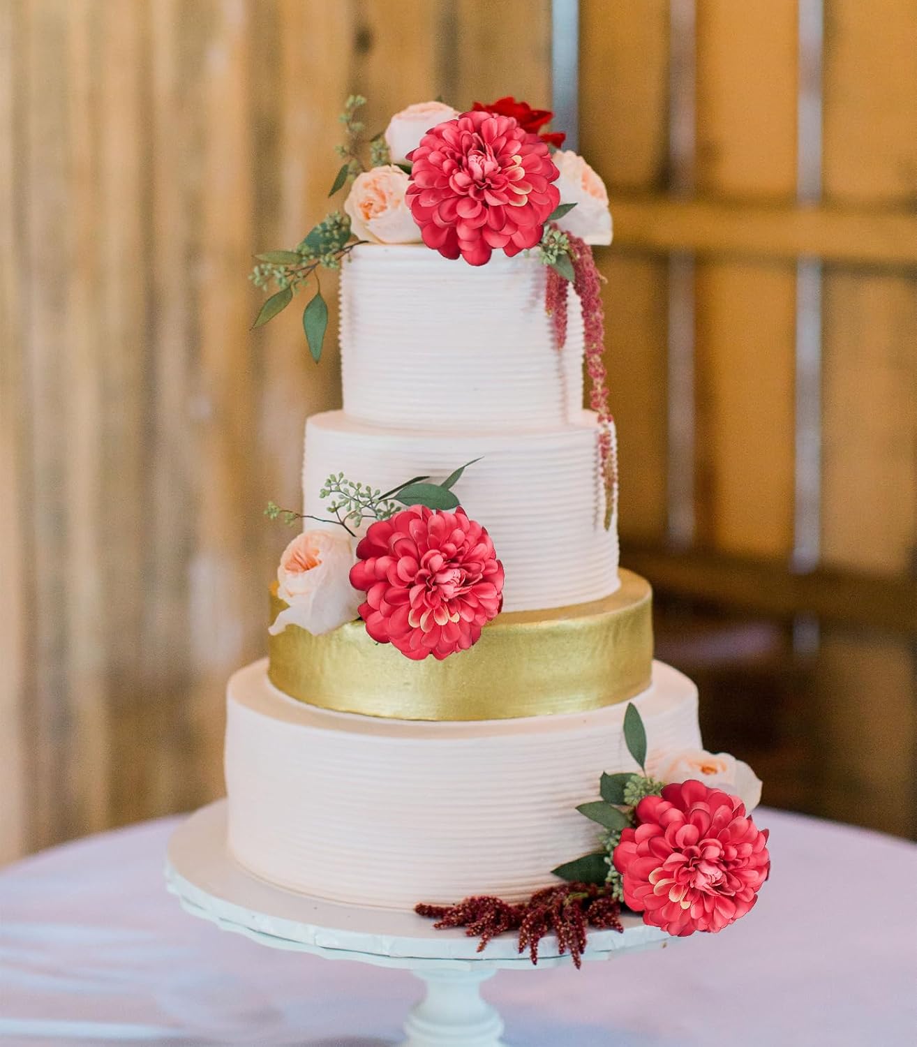 IPOPU 5 Pcs Pink Dahlia Artificial Flowers 27” Long Stem Realistic Silk Chrysanthemum Flower for Tall Vase Kitchen Table Centerpiece Wedding and Engagement Party DIY - Image 7