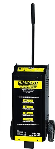 Miniatura 3 de Clore Automotive CARGAR IT! CARGADOR DE BATERÍA CON RUEDAS 12/24V con ARRANQUE DEL MOTOR, negro/amarillo (4745)