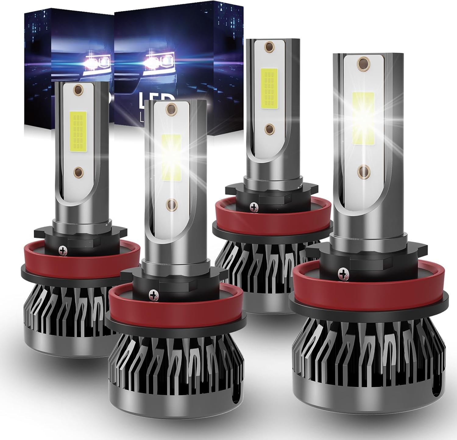 Fit 2023-2026 for Chevy Silverado 2500 3500 Lights Bulbs, High Beam Low Beam Bulbs Kits,6000K Super Brighter - 4 Pack