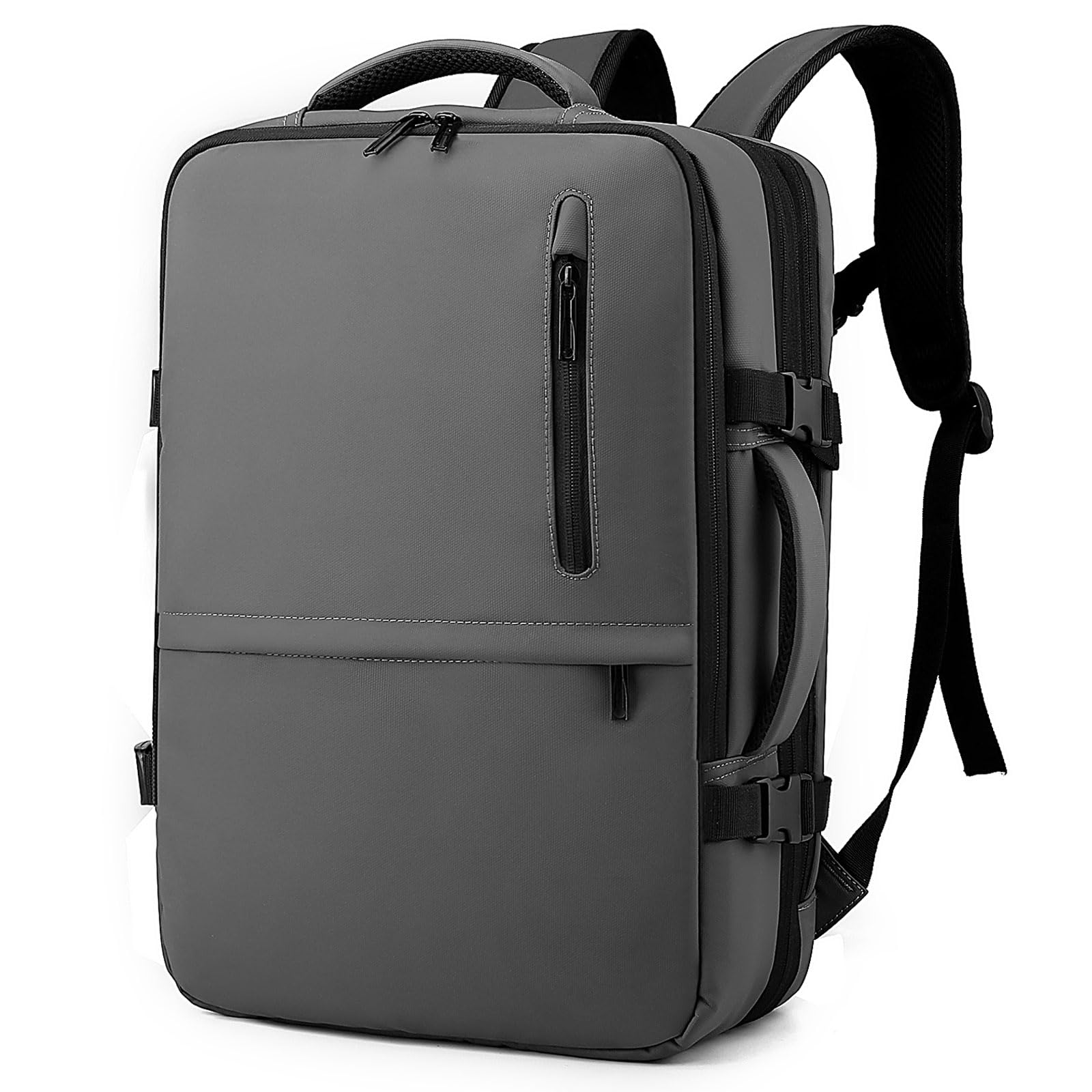 Long Keeper Travel Backpack - Women Men Expandable Waterproof Laptop Backpack Casual Carry On Bag With USB Charging Port (Grey)
