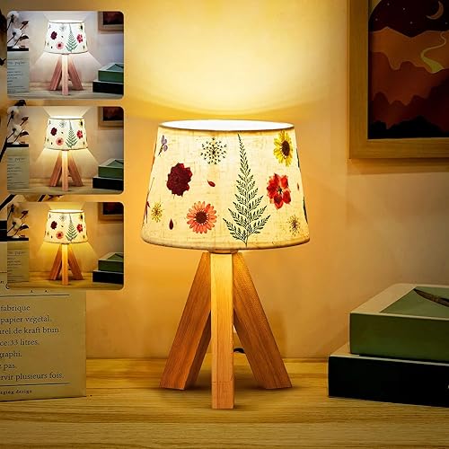 Hortsun Pressed Flower Lamp Vintage Table Small Lamp Cottagecore Decor
