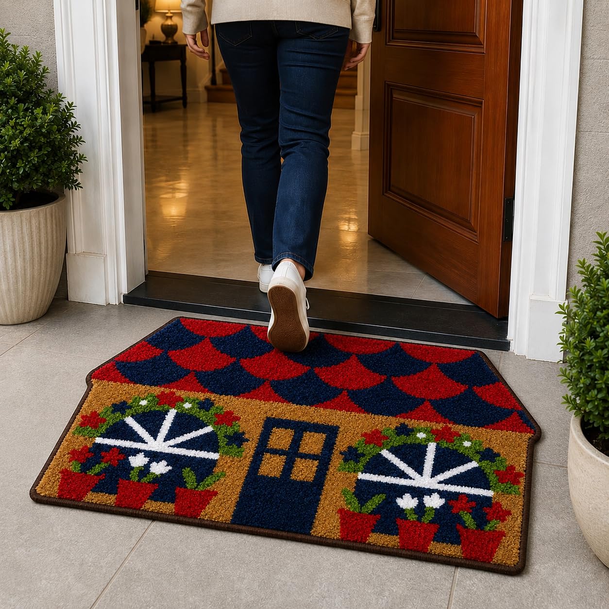 Roseate Door Mat for Home (45x75 cm) Anti Skid Wool 2000 GSM Door Mat for Enterance (D3/ Brown) Pack of 1-image-27
