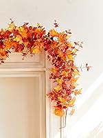 Vista 6 de Decoraciones de Acción de Gracias, decoración de otoño, guirnalda de otoño, guirnalda de hojas de arce de otoño de 9 pies para colgar