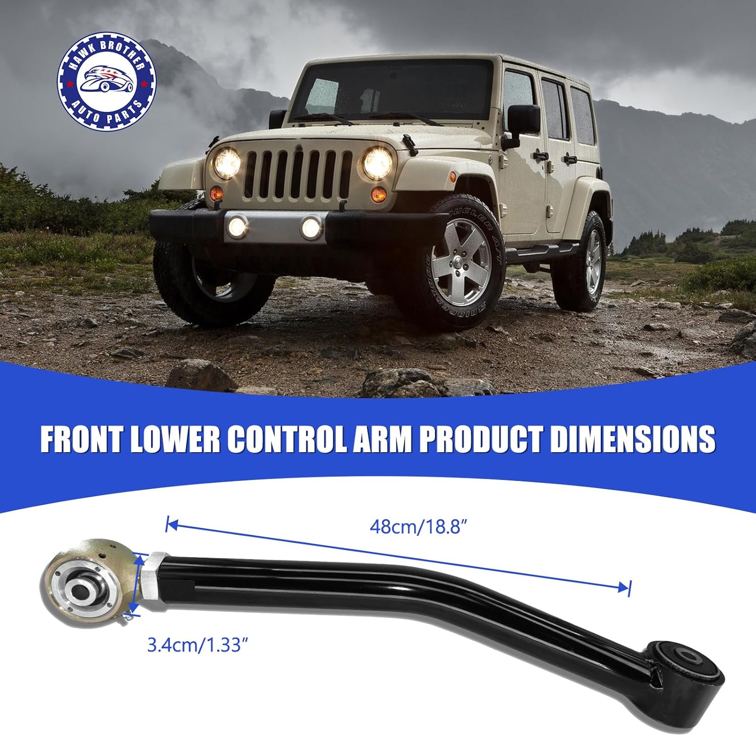 Front Adjustable Lower Upper Control Arms w/Ball Joint Replacement for 2007-2018 Jeep Wrangler JK 4WD Unlimited JK 4WD/2WD