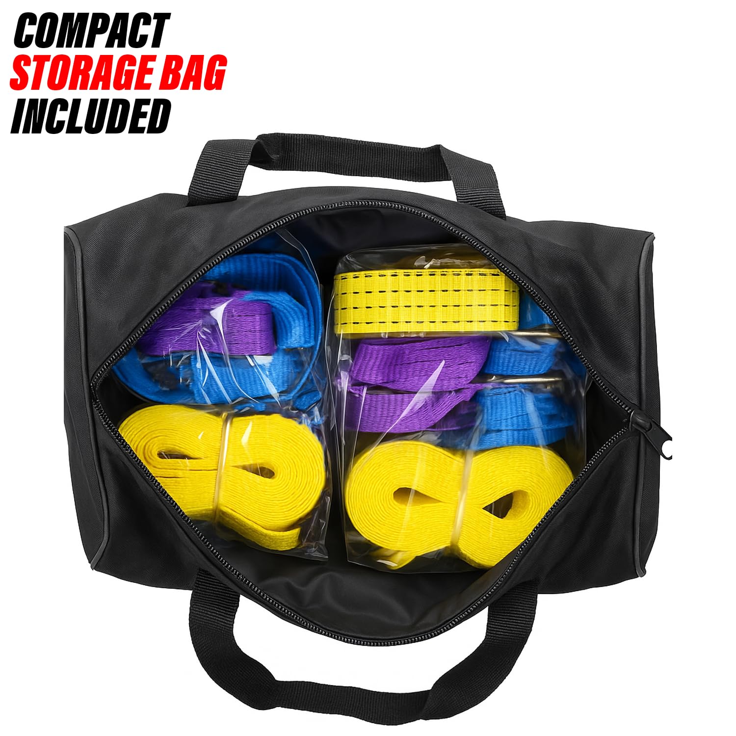 Xtremeauto BS EN121 - Juego de 4 correas de rueda de transporte de coche – Juego de tensores de amarre de trinquete de 50 mm con ganchos de garra – Correas amarillas de 3 partes con desviador suave