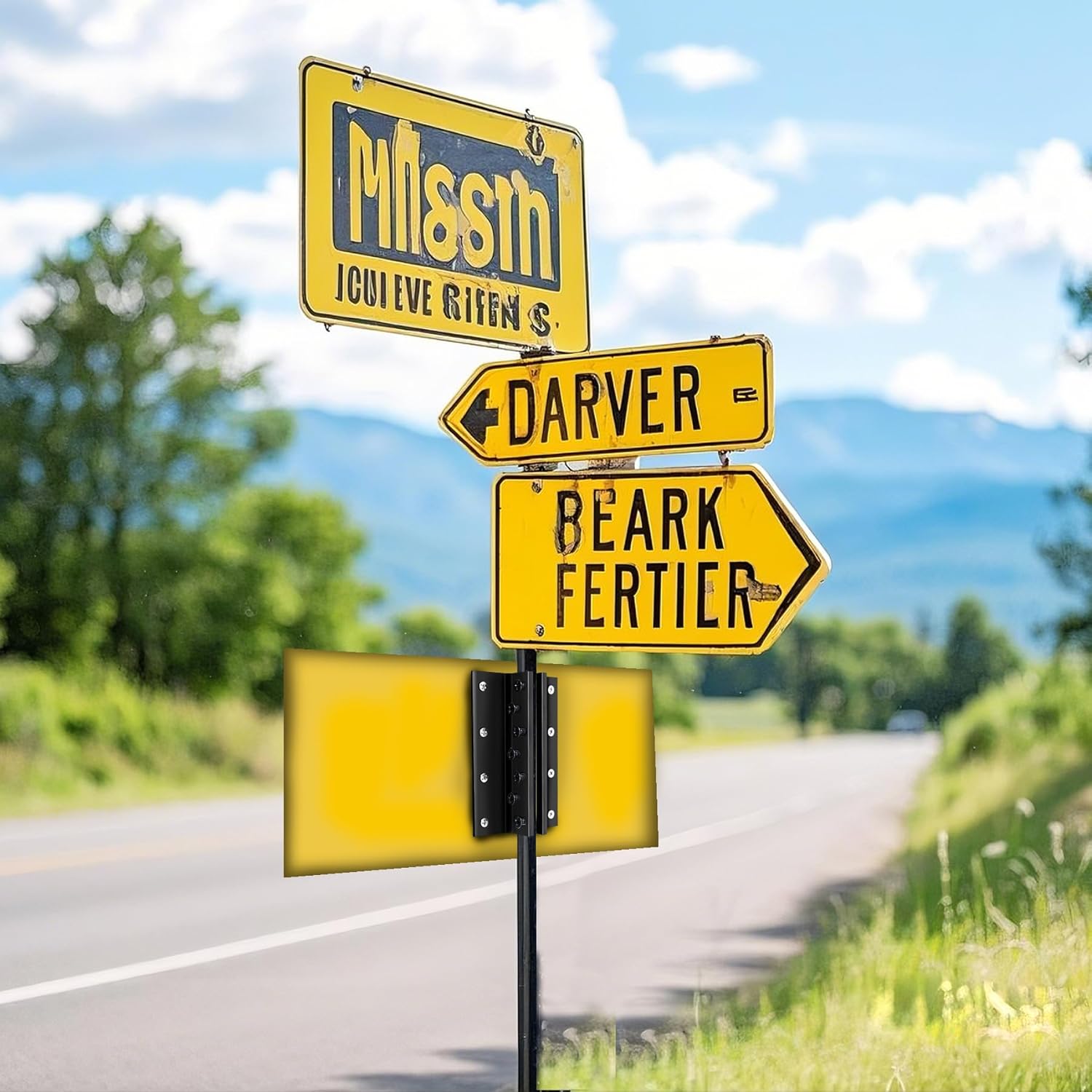 4 PCS T Post Mounting Bracket, Black Metal Mounting Plate for Wood / Sign / Mailbox / Birdhouse, Universal for Thickness No More Than 8mm