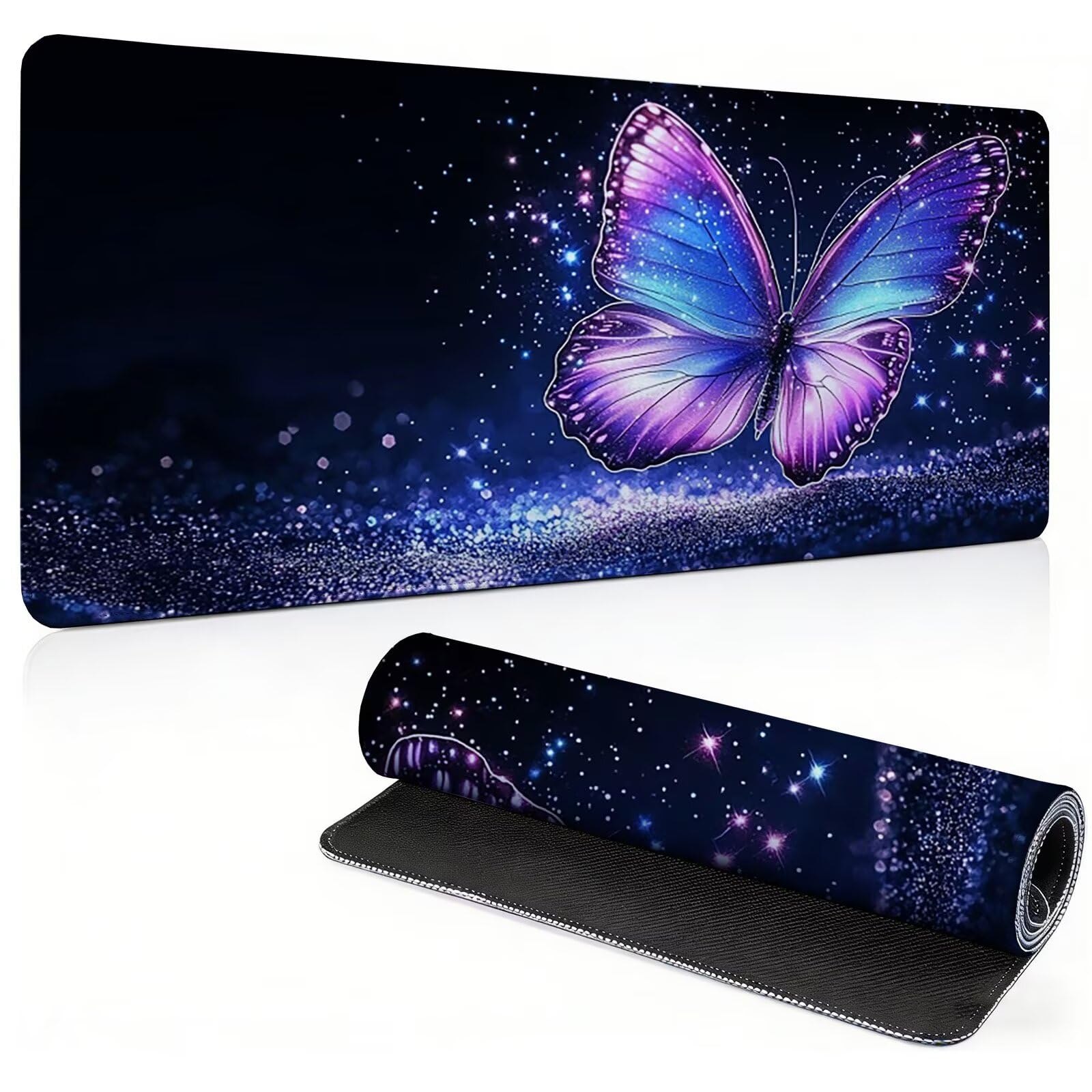 Tappetino Mouse Gaming, 1200x600mm Tappetino Mouse XXL nero 0c0-272 | Mouse Pad Grande, Ottimizzato per i Sensori da Gioco, Migliora Precisione e Velocità, per Mac e PC, Farfalla