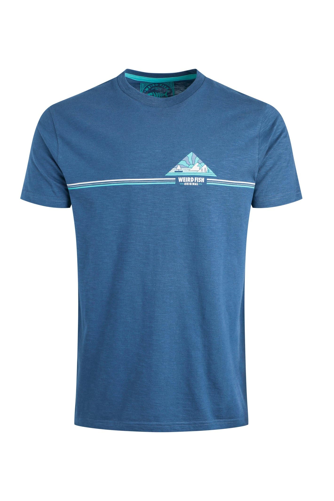Weird Fish Pyramid Vista Chest Stripe Graphic T-Shirt Ensign Blue Size 2XL