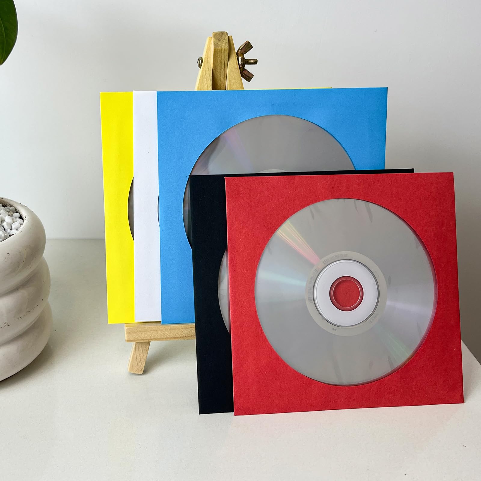 CD-/DVD-Hüllen aus farbigem Papier, 120 g, 12,7 cm, mit transparentem Fenster und Klappe, 100 Stück