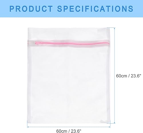 Miniatura 2 de uxcell Bolsas de malla para lavandería, 3 unidades, 23.6 x 23.6 pulgadas, bolsa de malla fina para almacenamiento de viaje, bolsa organizadora con
