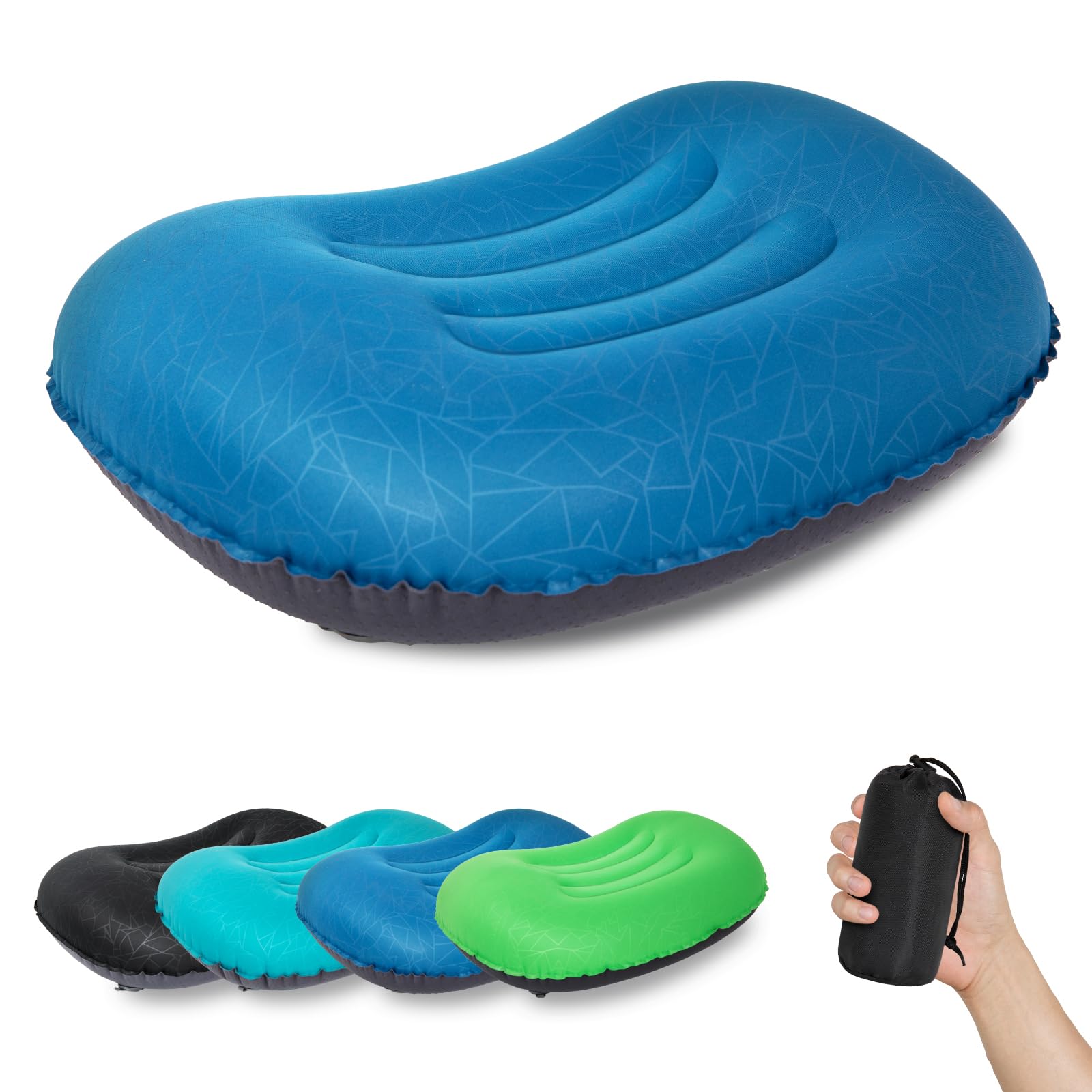 ATEPA ATEPA Ultralight 90g Inflatable Backpacking Pillow, Tiny Packable Hiking Pillow, Compact Waterproof Air Pillow for Camping Travel, Ergonomic Neck Support, Leak-Proof Valve