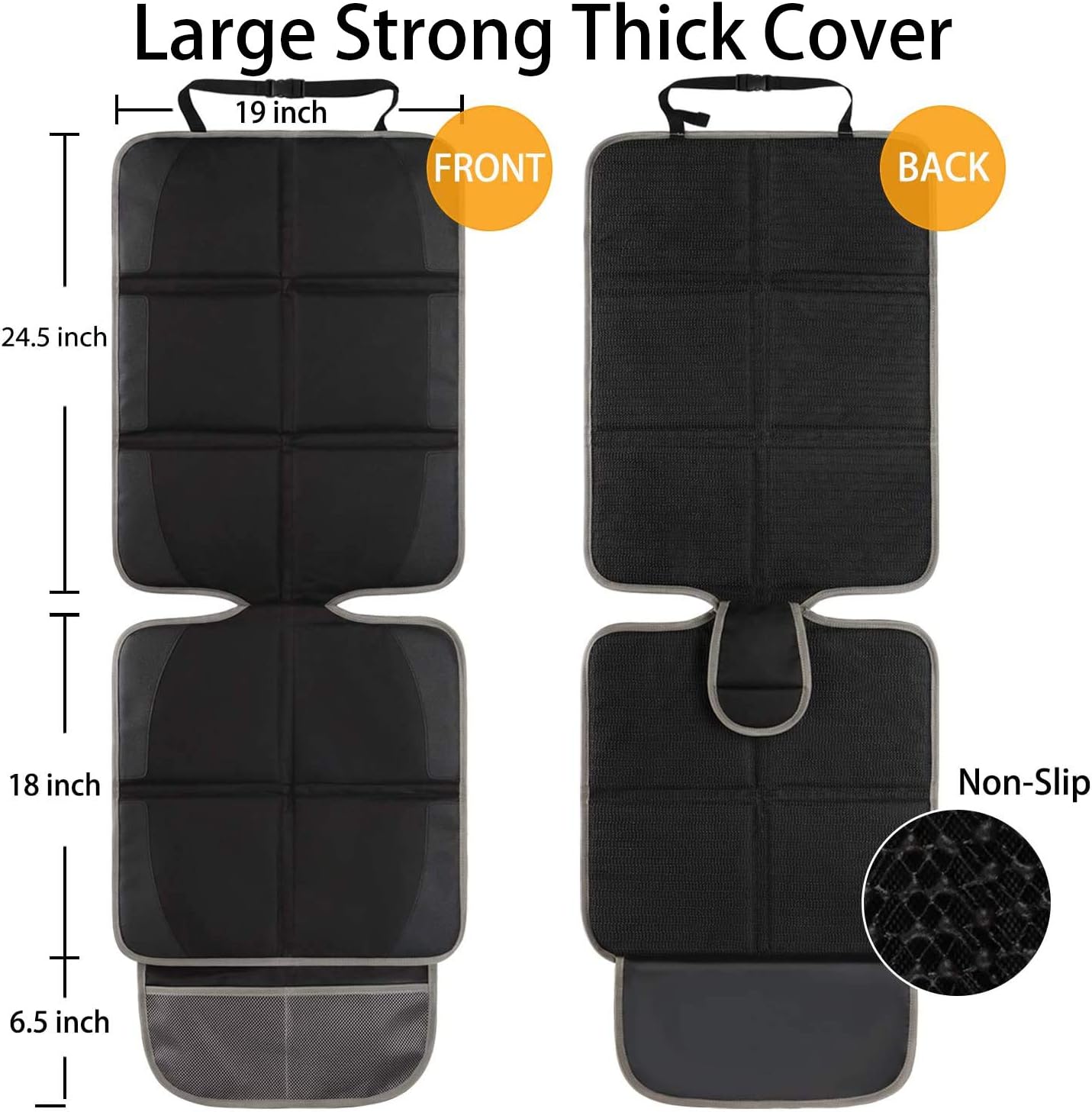 Car Seat Protector, 2 Pack Large Auto Car Seat Protectors for Child Car Seat, Thick Carseat Seat Protector with Organizer Pockets, Vehicle Dog Cover Pad for SUV Sedan Truck Leather Seats