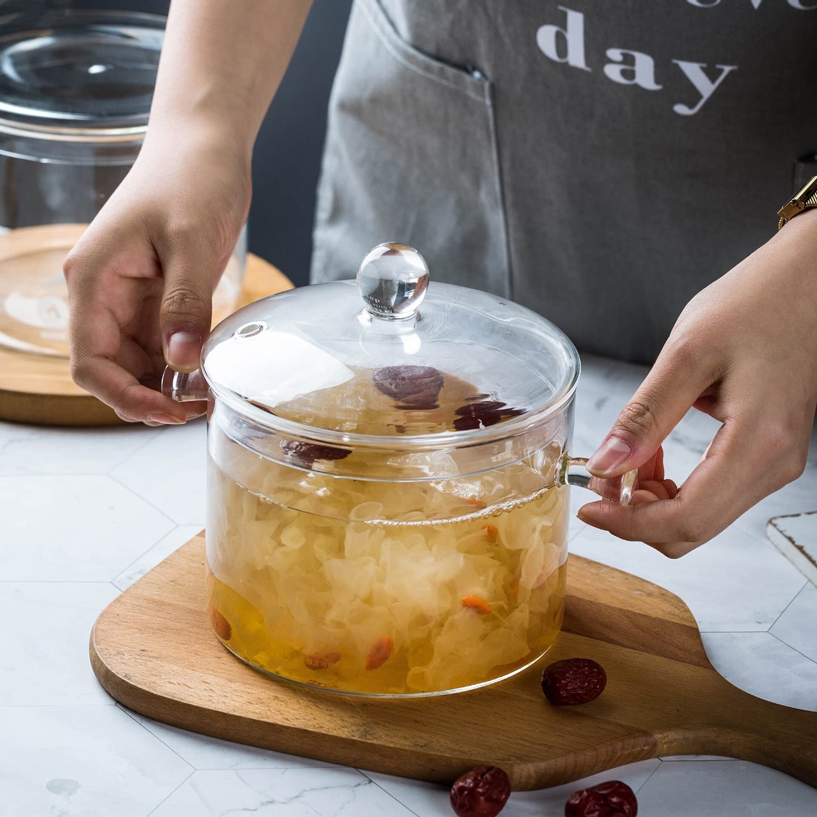 Glasschüssel Glasschalen Große Kapazität Glas Bubble Noodle Salatschale for Studenten Haushalt Hitzebeständigkeit Setz Glas Dessert Frucht Transparente Schüssel Obstschale Glas ( Color : A )