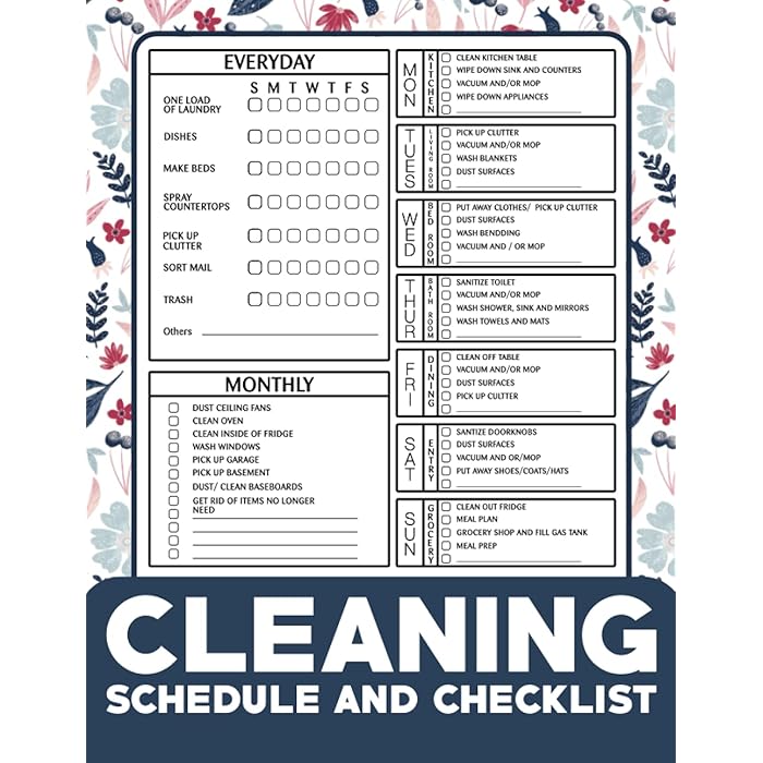Buy Cleaning Schedule and Checklist: Daily Weekly and Monthly Cleaning Schedule, Checklist Buy Cleaning Schedule and Checklist: Daily Weekly and Monthly Cleaning Schedule, Checklist
