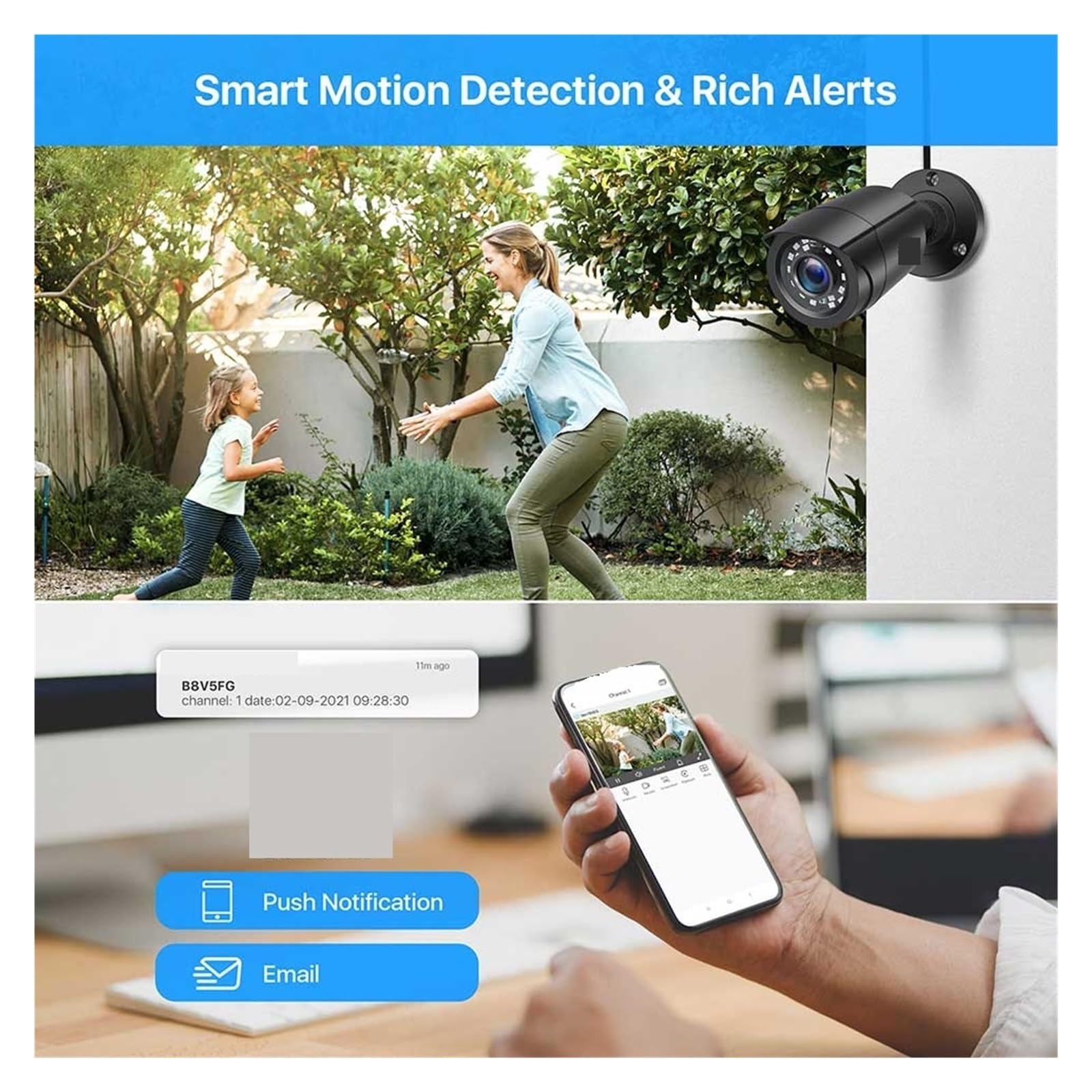 Kit Video Surveillance, Système De Vidéosurveillance 8CH H.265 + 5MP HD-TVI DVR Kit 8 1080p 2MP Sécurité À Domicile Caméra De Vision Nocturne Extérieure Kit De Surveillance Vidéo(1T,Zwart)