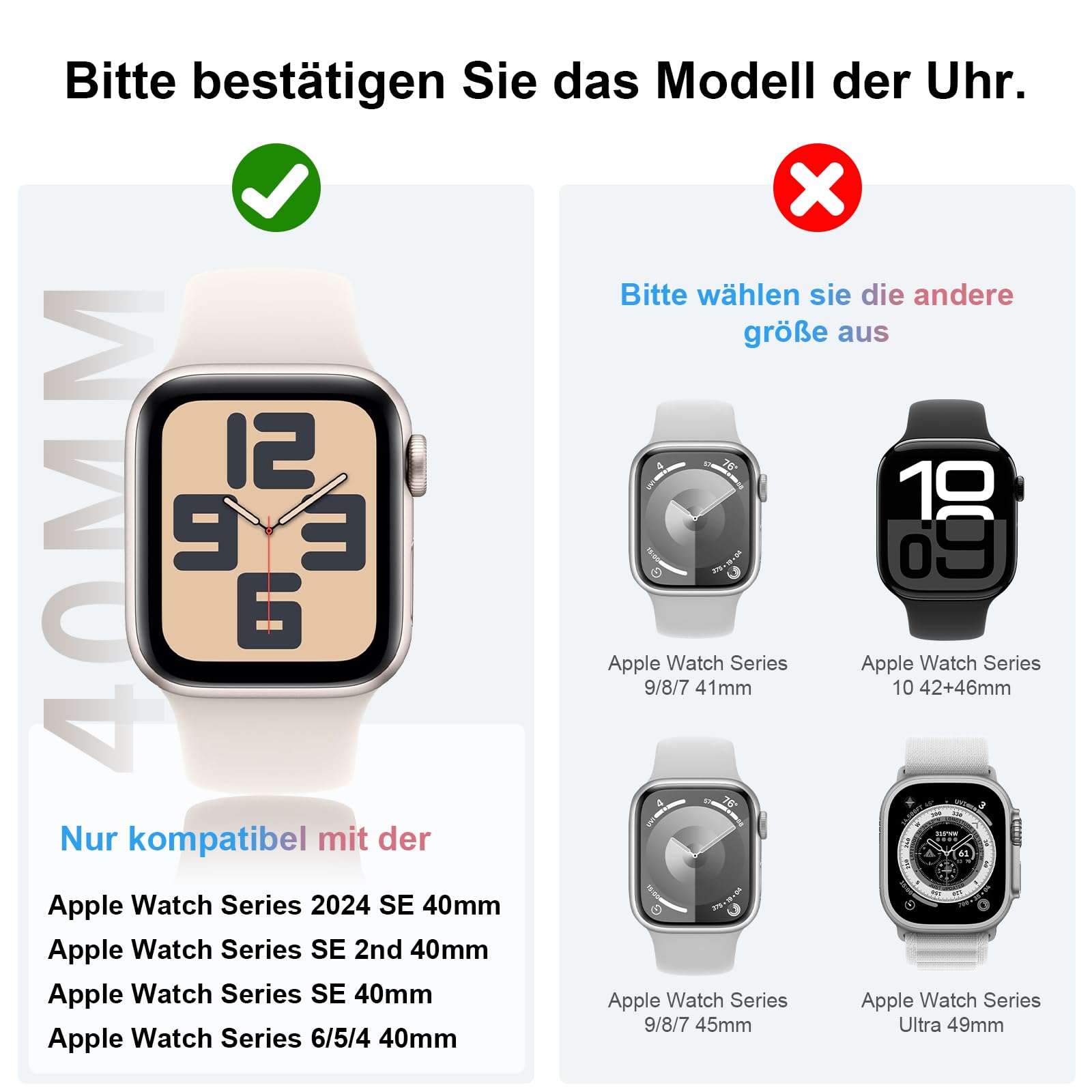 Custodia protettiva con pellicola protettiva compatibile con Apple Watch SE/6/5/4 40 mm,