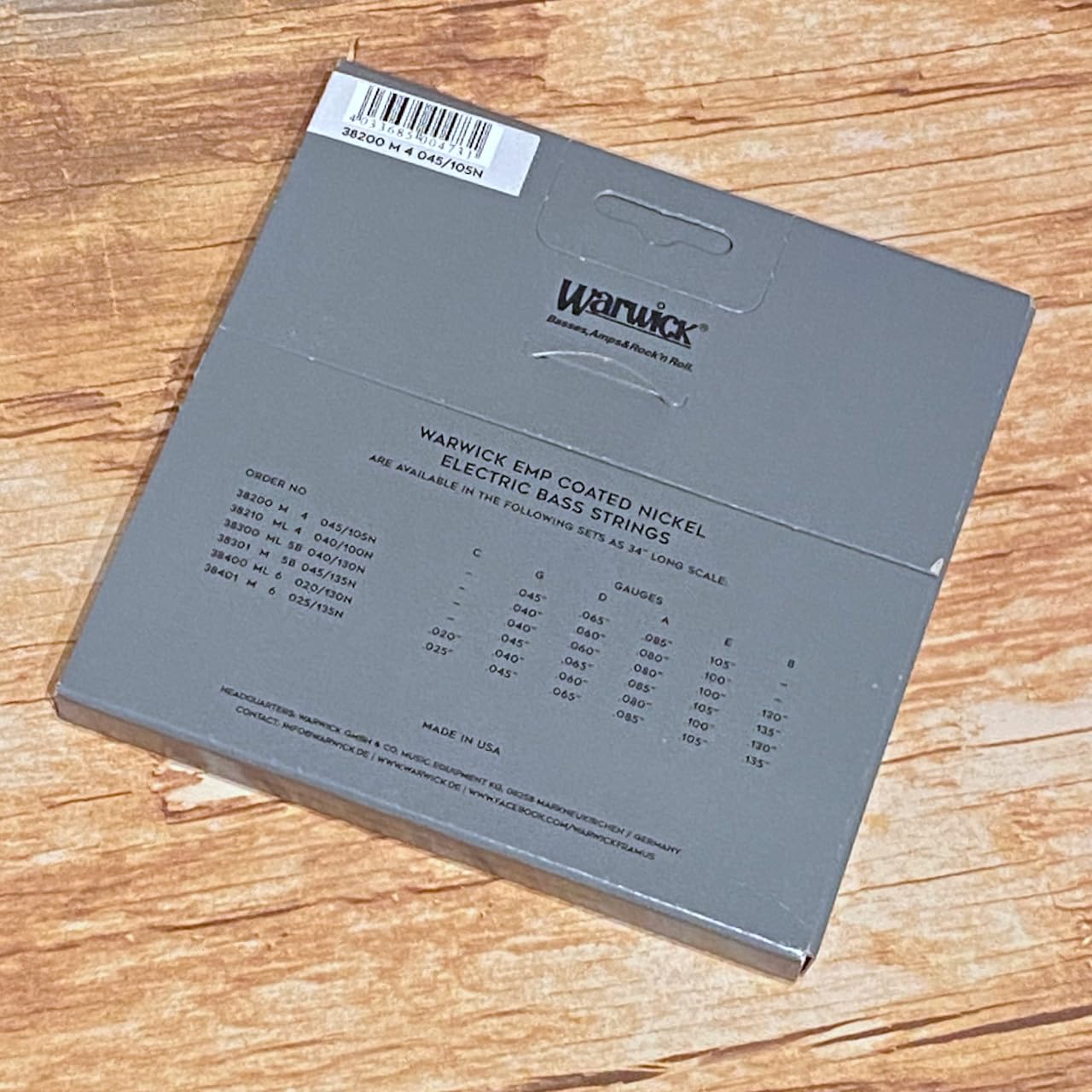 Warwick EMP Coated Nickel Bass String Set, 4-String, Medium, 045-.105 (38200 M 4 045/105N)