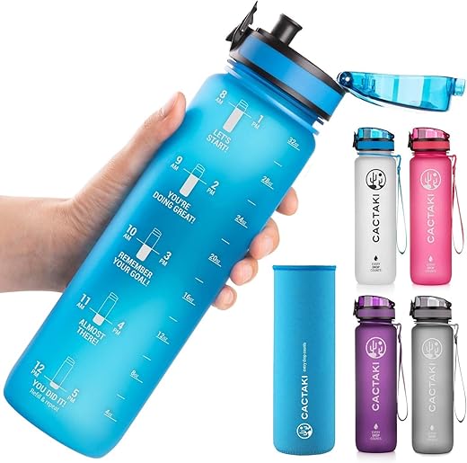 Hyeta 32oz Water Bottles with Straw - Stay Motivated and Hydrated with Convenient Times to Drink Markings, Durable, Leak-proof