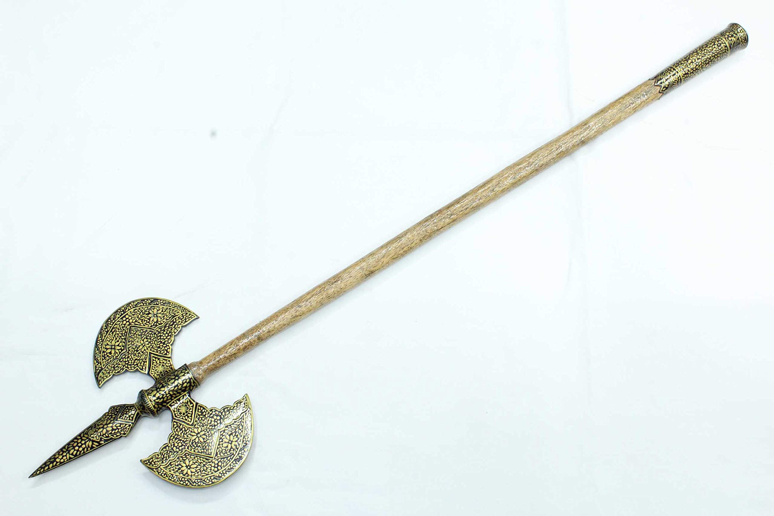 PH Artistic Handcrafted gold paint work Axe Elephant Controller Ankush wood stick 33'