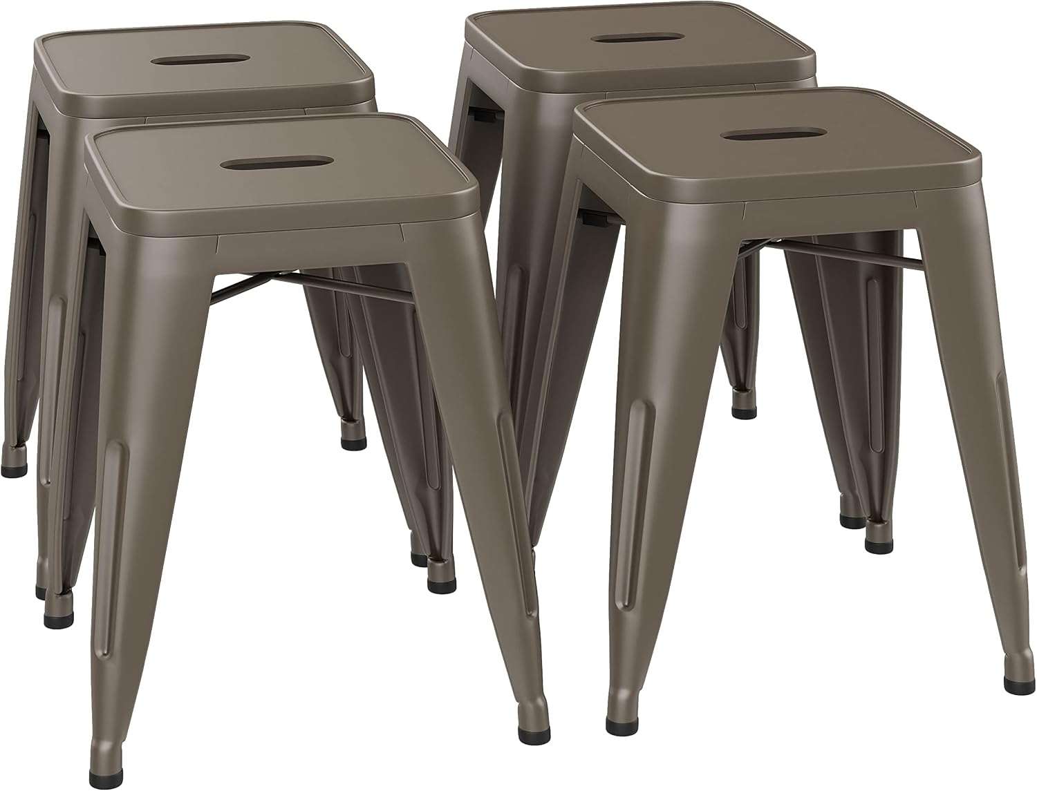 18 Inch Short Stools for Classroom Stools Set of 4 Dining Chairs Metal Barstools Back to School Stackable Industrial Short Stool Silver