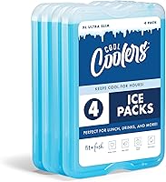 Vista 1 de Cool Coolers by Fit & Fresh - Paquete de 4 bolsas de hielo XL delgadas y reutilizables, bolsas de hielo reutilizables de congelación rápida y ahorro