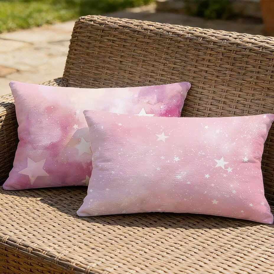 Housse de coussin extérieur 60x90 cm lot de 2 imperméable rose - 2