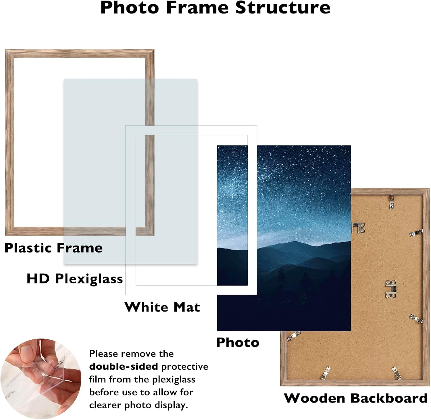 16x20 picture frame rustic brown with 14x18 mat for 40 x 50cm diamond art painting, display photo 14x18 with mat or 16 x 20 without mat, wall hanging large frame with plexiglass, rustic brown rustic brown 1