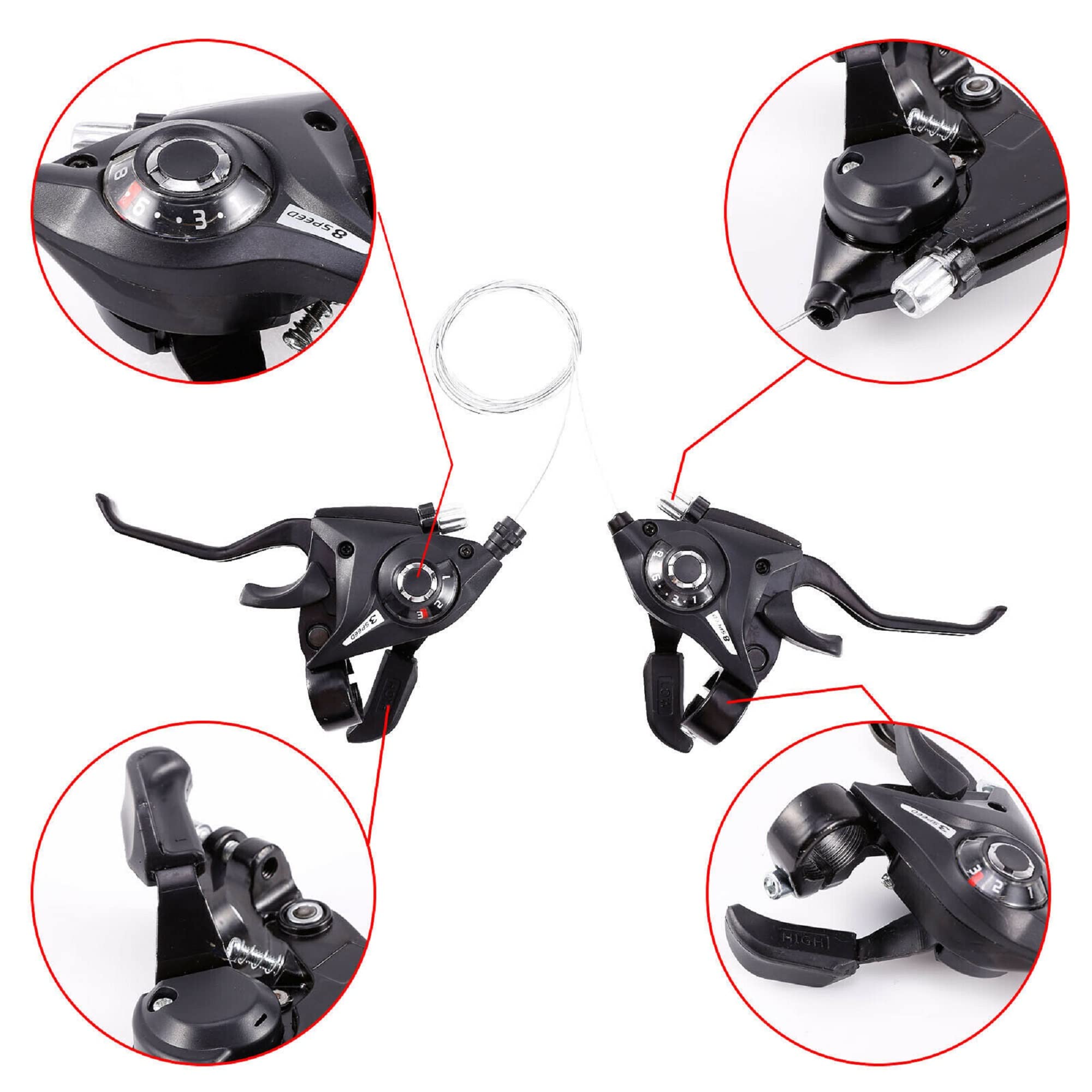 24-Speed Bike Shifters Brake Levers Combo (3x8 Gear, Aluminum)