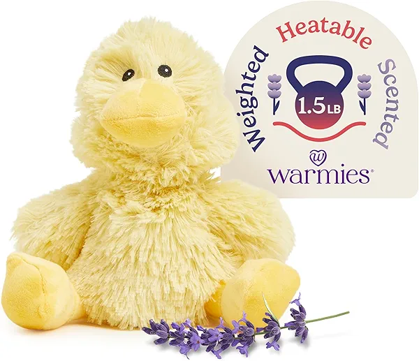 warmies Microwavable & Weighted Stuffed Animals, Duck - Heated Stuffed Animal Plushie for Warmth & Comfort - Cute Soft Plush Toys for Adults & Children (Boys, Girls, Babies & Toddlers)