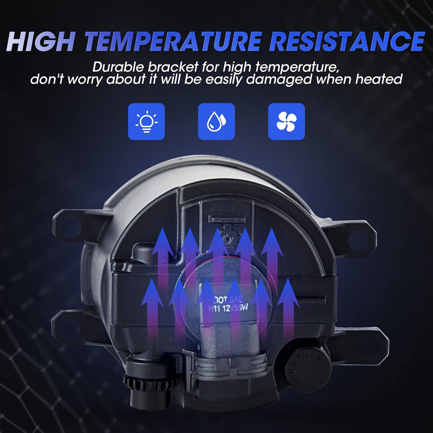 Driving Fog Lights Lamps Assembly Kit for 07-14 Toyota Camry/08-10 Highlander/09-13 Corolla/10-11 Prius/08-11 Lexus LX570/10-13 RX350 Fog Light Replacement with Halogen Bulbs-1 Pair