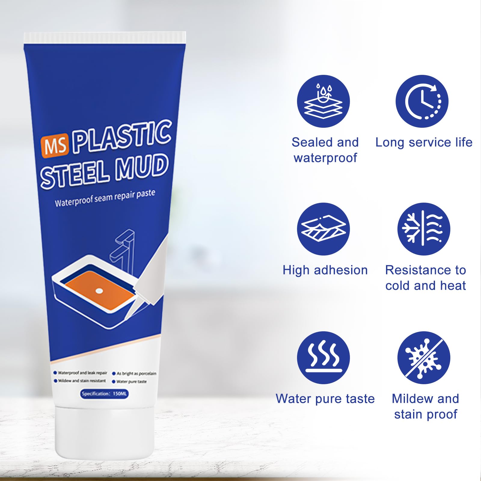 Sigillante Impermeabile Bianco, Silicone Bianco Per Bagno Antimuffa, Silicone Alimentare Per Proteggere da Insetti e Umidità, Silicone Sigillante Impermeabile per Cucina, Bagno, Lavandino